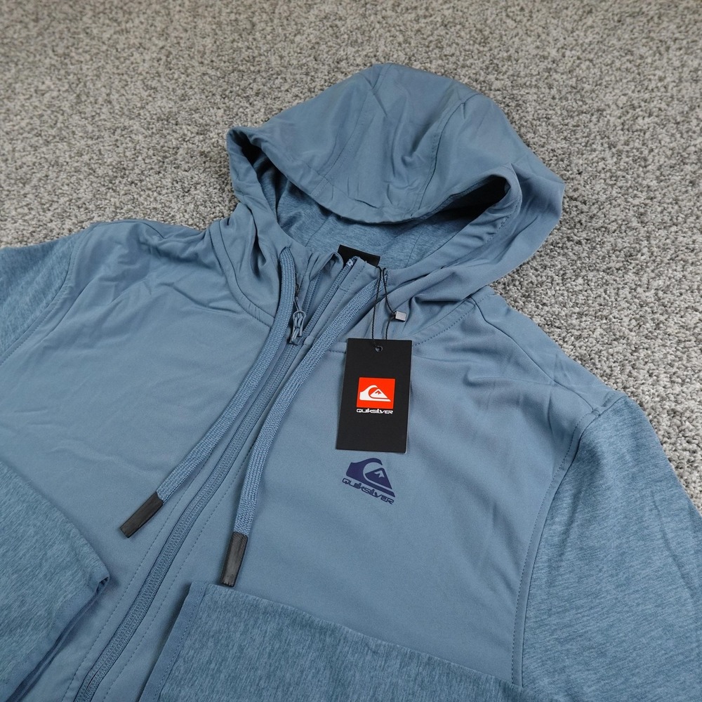 NEW Quiksilver Jacket Mens L Blue DryFlight Full Zip Skate Surf Windbreaker Coat